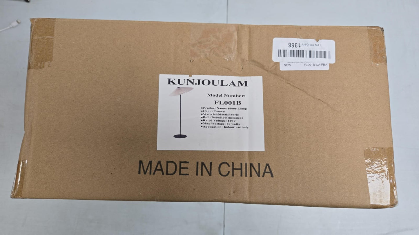 (New Open Box) KUNJOULAM Floor Lamp,Brown Pole Floor Lamps for Living Room, Simple Design Tall Lamp