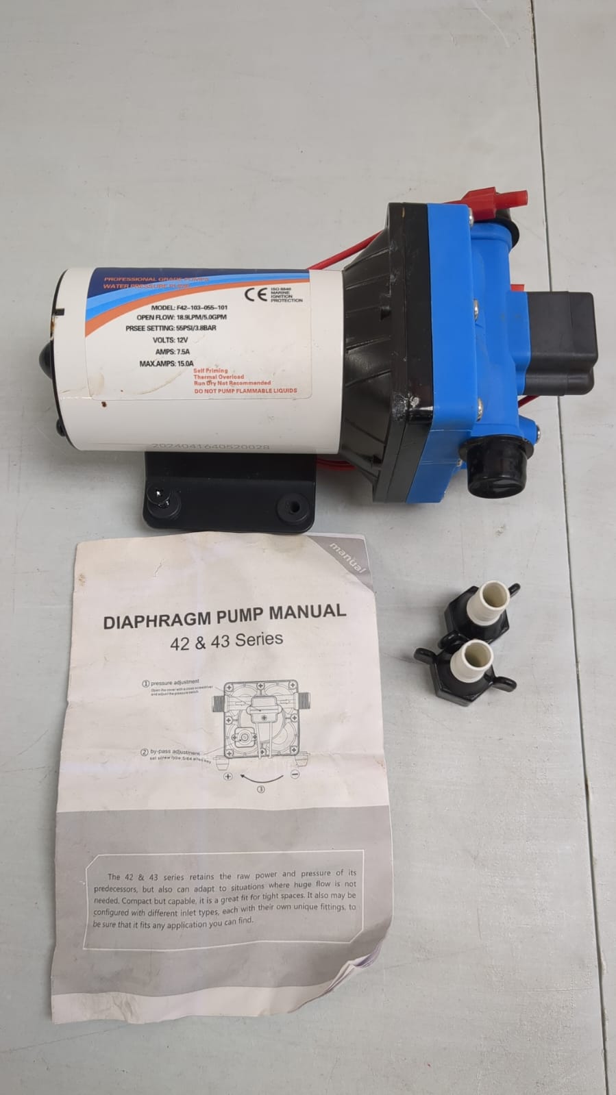 (used excellent) Water Pressure Pump, Electric Diaphragm Pump 70 PSI 1/2in NPT 5.5GMP 12V Self Priming 5 Chamber for RVs