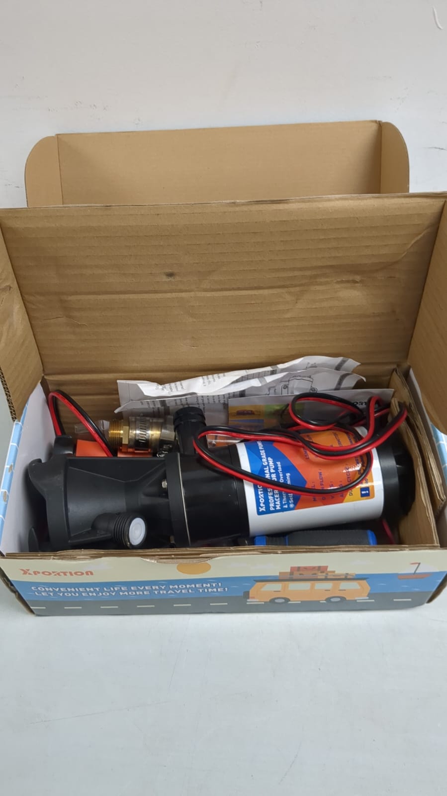 XPORTION 12V RV Macerator Pump, Portable RV Sewage Macerator Pump 45LPM,RV Sewer Pump for RV Waste Water Dumping, Macerator Pump for RV with All Fittings