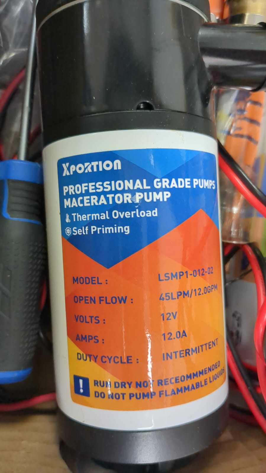 XPORTION 12V RV Macerator Pump, Portable RV Sewage Macerator Pump 45LPM,RV Sewer Pump for RV Waste Water Dumping, Macerator Pump for RV with All Fittings