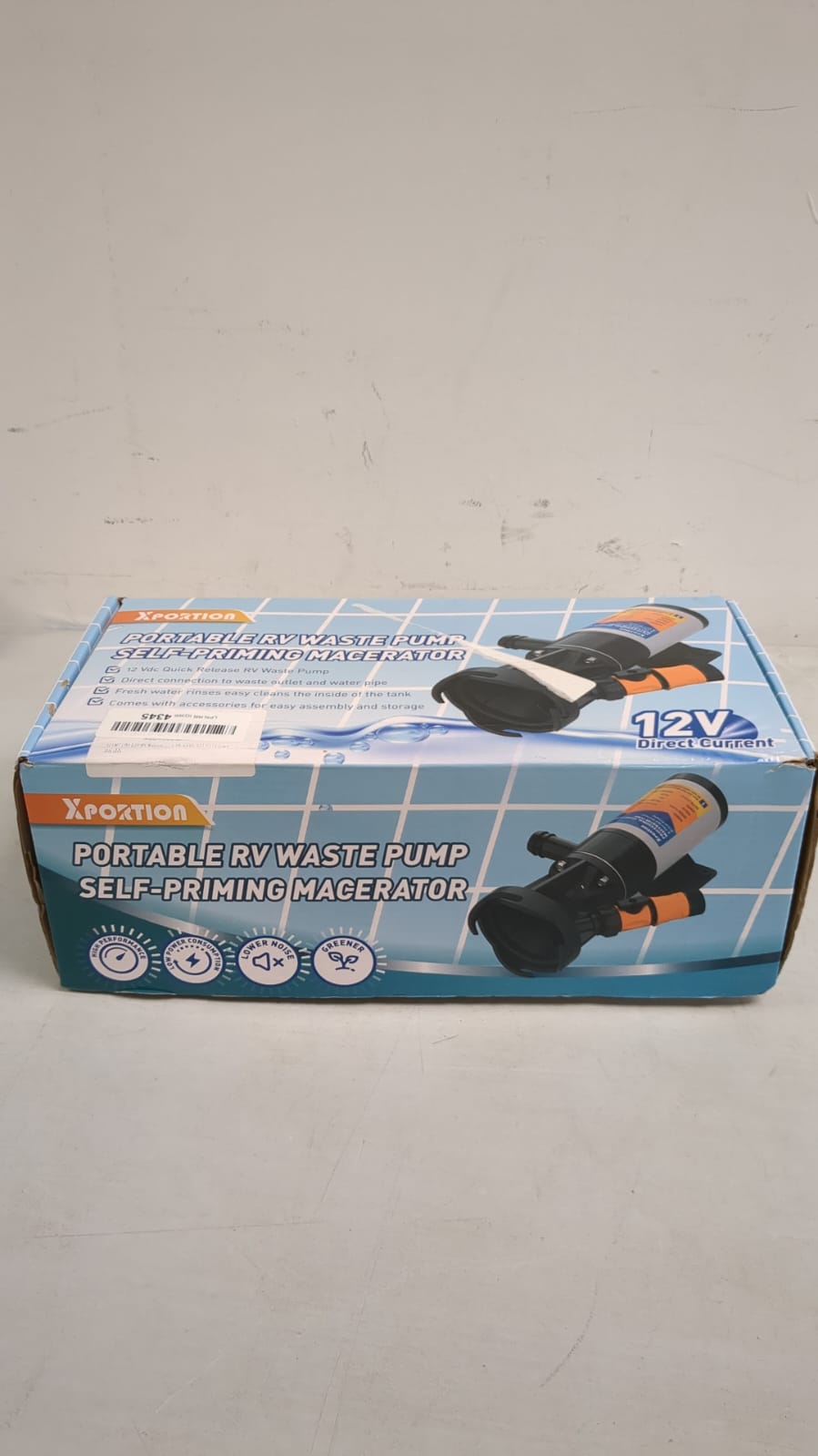 XPORTION 12V RV Macerator Pump, Portable RV Sewage Macerator Pump 45LPM,RV Sewer Pump for RV Waste Water Dumping, Macerator Pump for RV with All Fittings