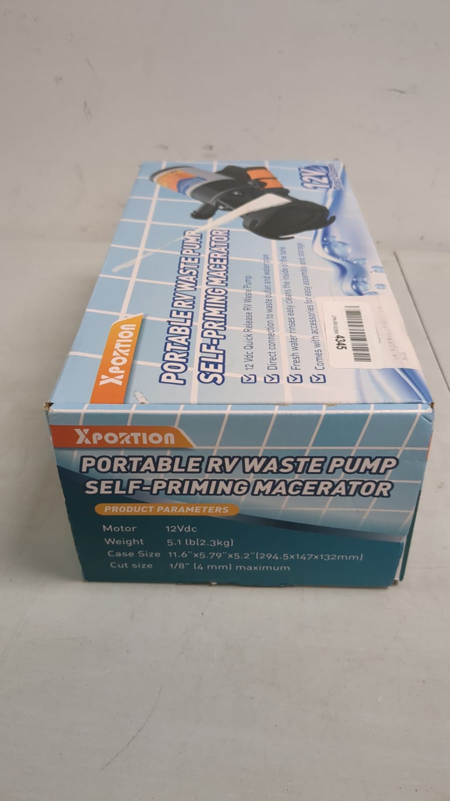 XPORTION 12V RV Macerator Pump, Portable RV Sewage Macerator Pump 45LPM,RV Sewer Pump for RV Waste Water Dumping, Macerator Pump for RV with All Fittings