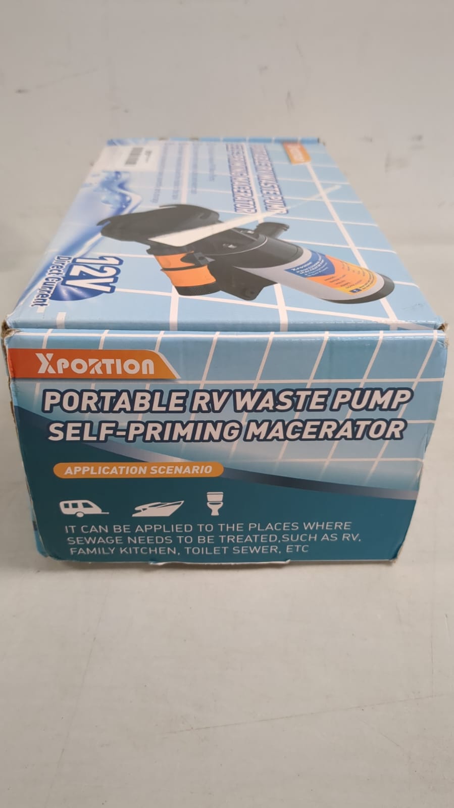 XPORTION 12V RV Macerator Pump, Portable RV Sewage Macerator Pump 45LPM,RV Sewer Pump for RV Waste Water Dumping, Macerator Pump for RV with All Fittings
