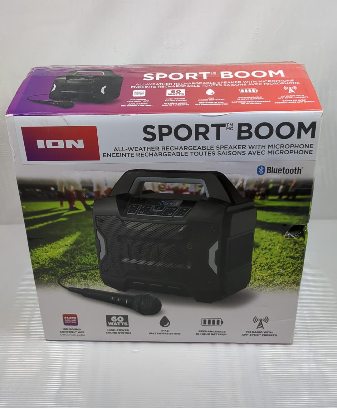 (New Open Box) ION Sport Boom All Weather Rechargeable Speaker with microphone
