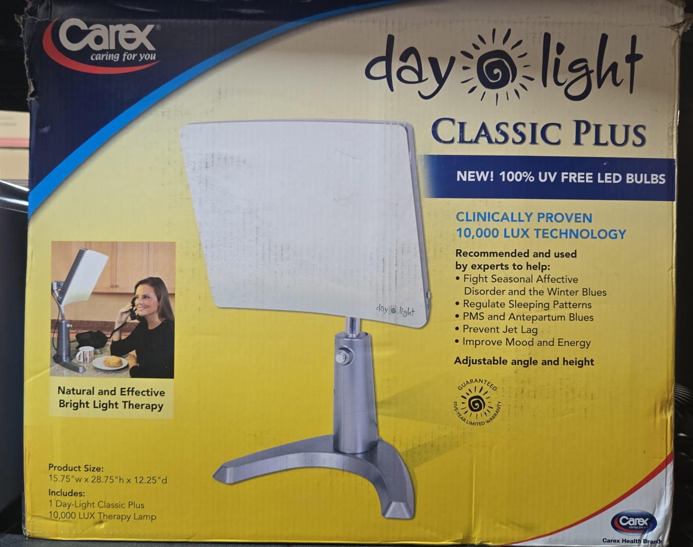 (Excellent) Carex Day-Light Classic Plus Bright Light Therapy Lamp - 10,000 LUX