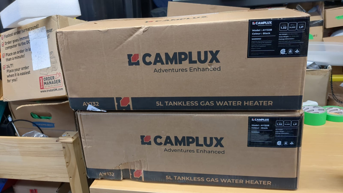(New Open Box) Camplux AY132B 5L 1.32 GPM Outdoor Portable Propane Tankless Water Heater