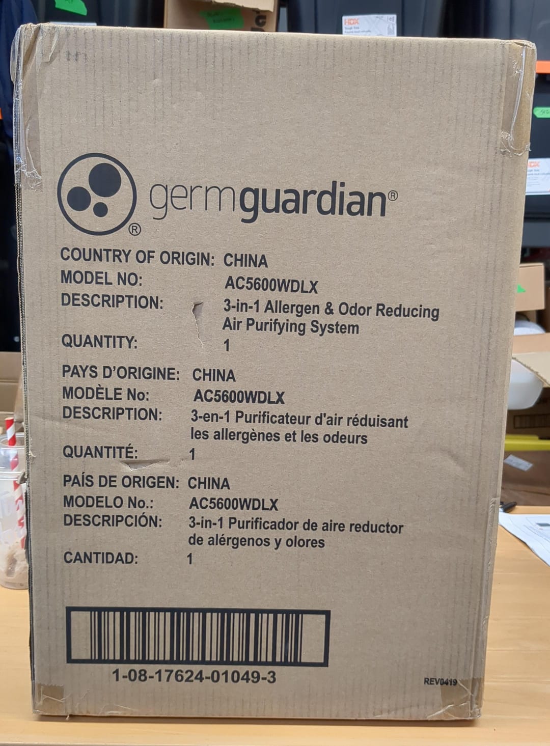 (New Open Box) GermGuardian AC5600WDLX 3-in-1 Air Purifier with HEPA Filter