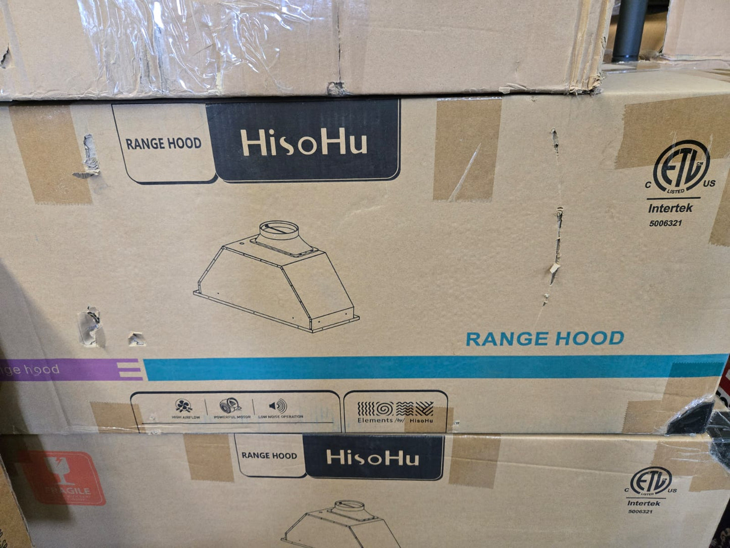 (New Open Box) HisoHu Built-in/Insert Range Hood 900 CFM, Ducted/Ductless Convertible Duct (black, 36 inch)