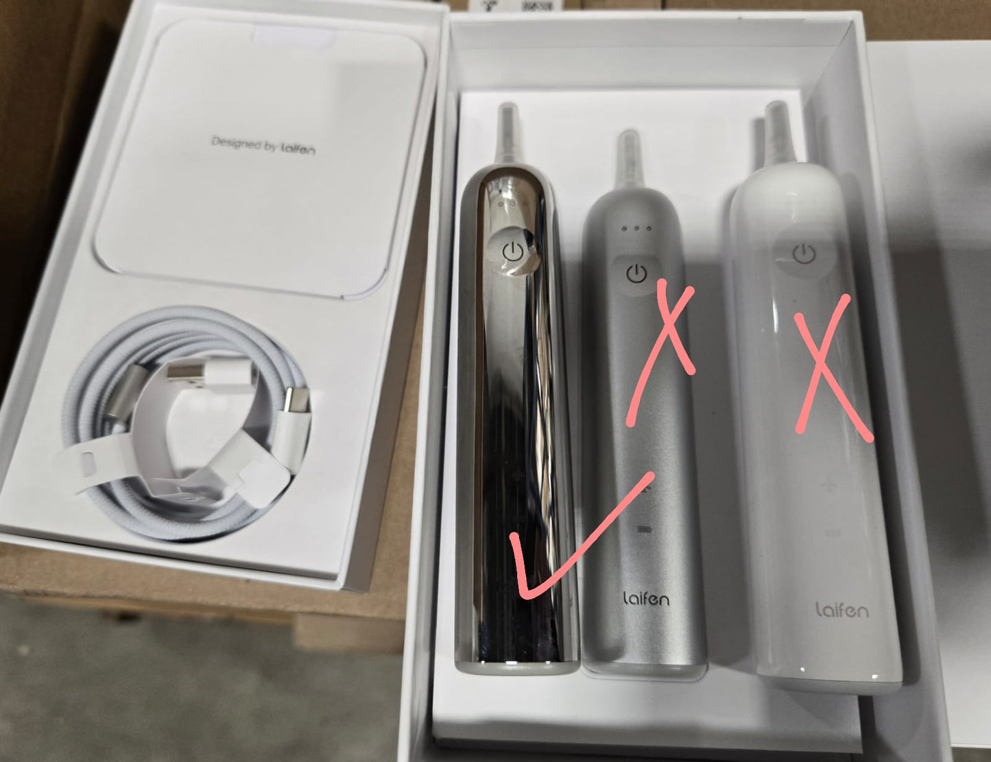 (New Open Box) Laifen Wave Electric Toothbrush, with 3 brush heads (Stainless Steel)