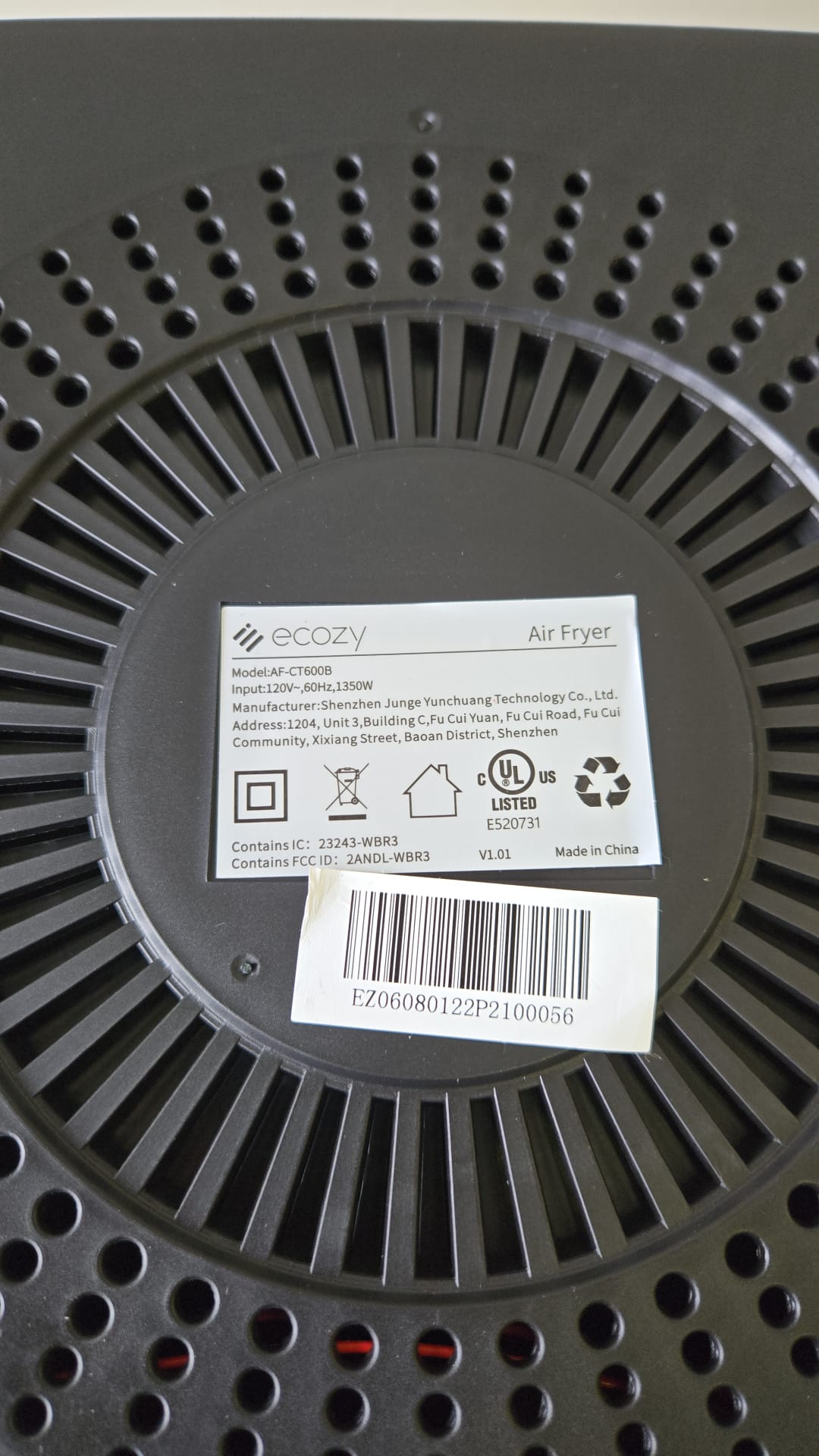 (Excellent) Ecozy AF-CT600B Air Fryer