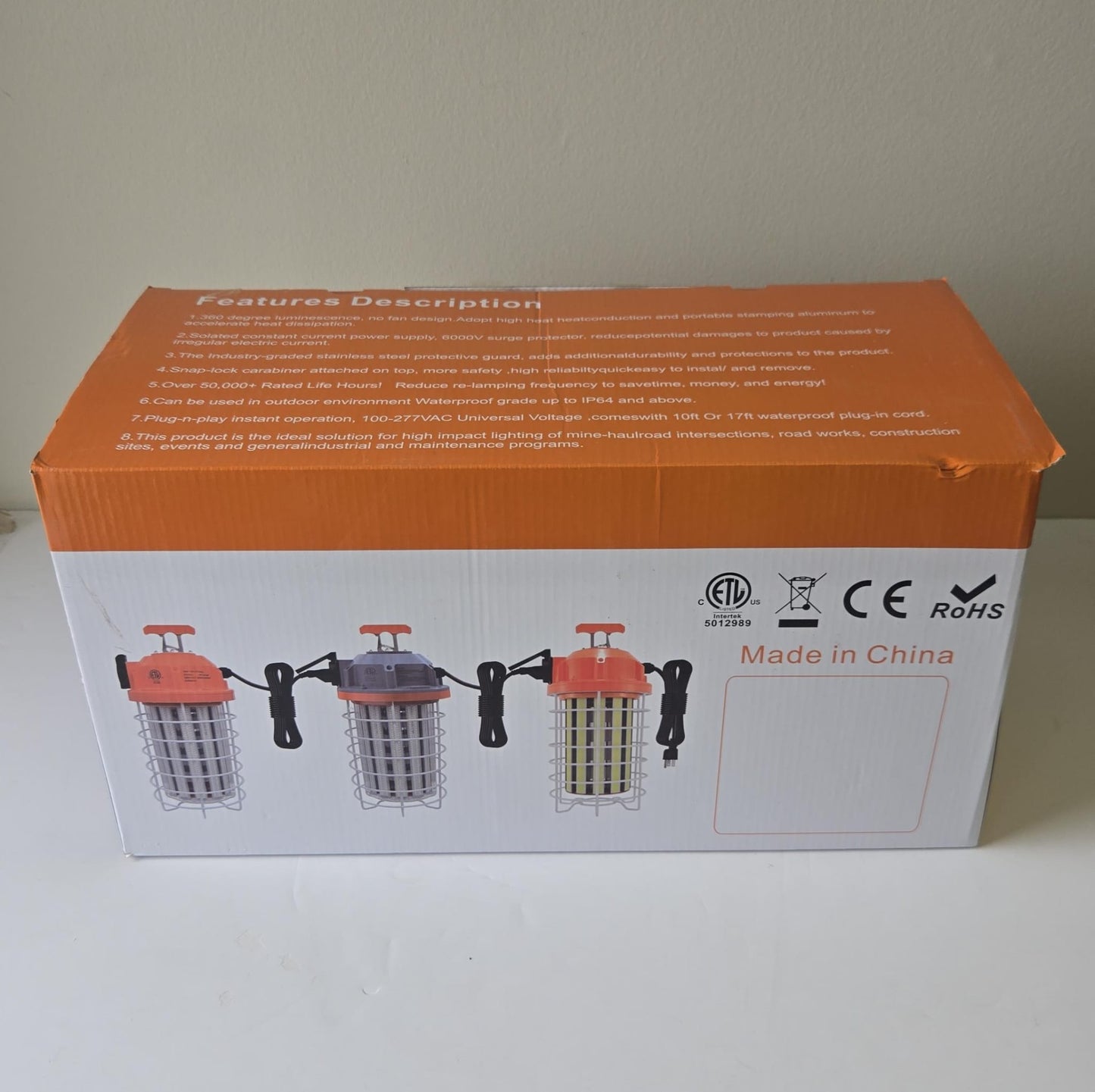 (New Open Box) LED Temporary Work Light 150W Daylight White 5000k 22250 Lumens Led High Bay Construction Light