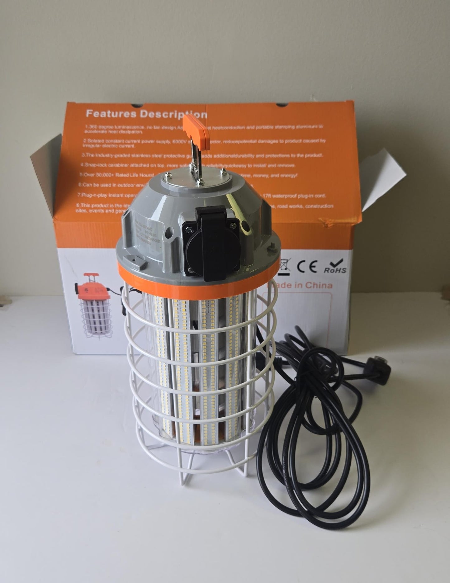 (New Open Box) LED Temporary Work Light 150W Daylight White 5000k 22250 Lumens Led High Bay Construction Light