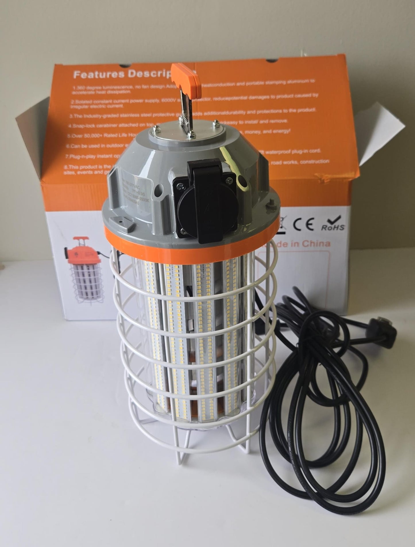 (New Open Box) LED Temporary Work Light 150W Daylight White 5000k 22250 Lumens Led High Bay Construction Light