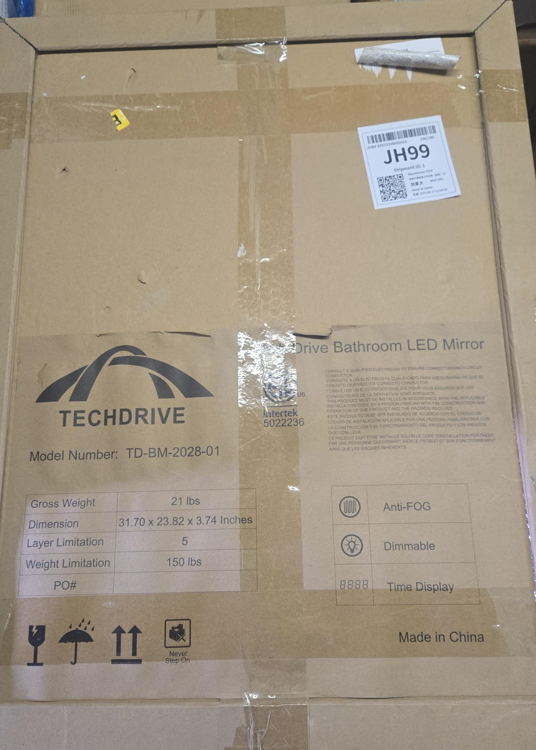 (New Open Box) Tech Drive Bathroom Mirror with led Lights Bathroom Vanity