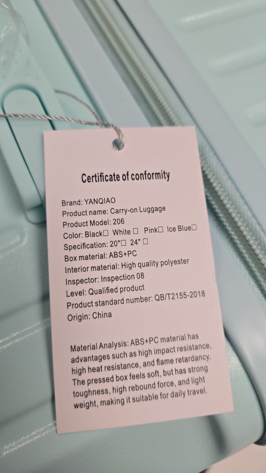 (New Open Box) 24 inch Luggage with Cup Holder & USB Charging Port, Hard Side Luggage (Blue)