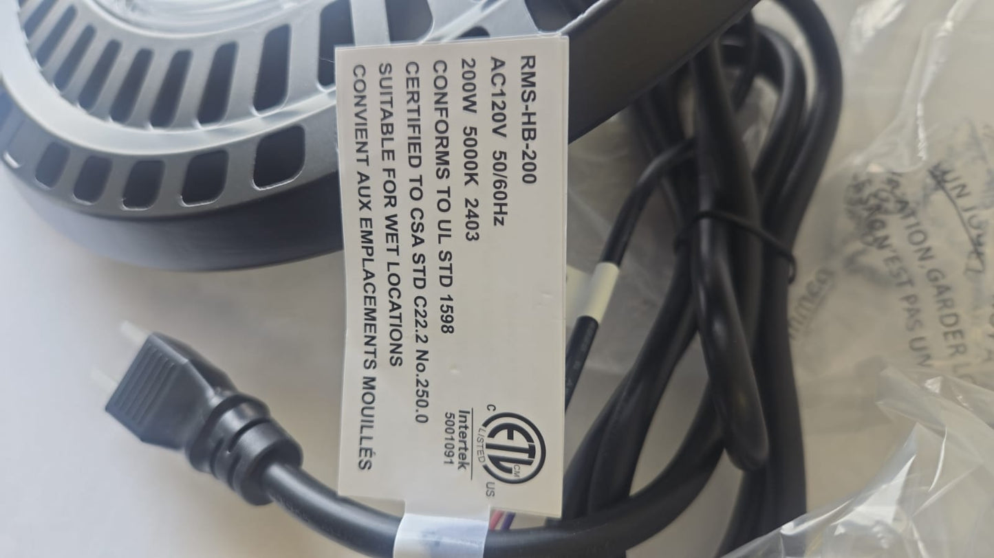 (New Open Box) 【Upgraded】LED High Bay Lights 3-Watts Adjustable 200W /150W /120W for Garage Barn Warehouse