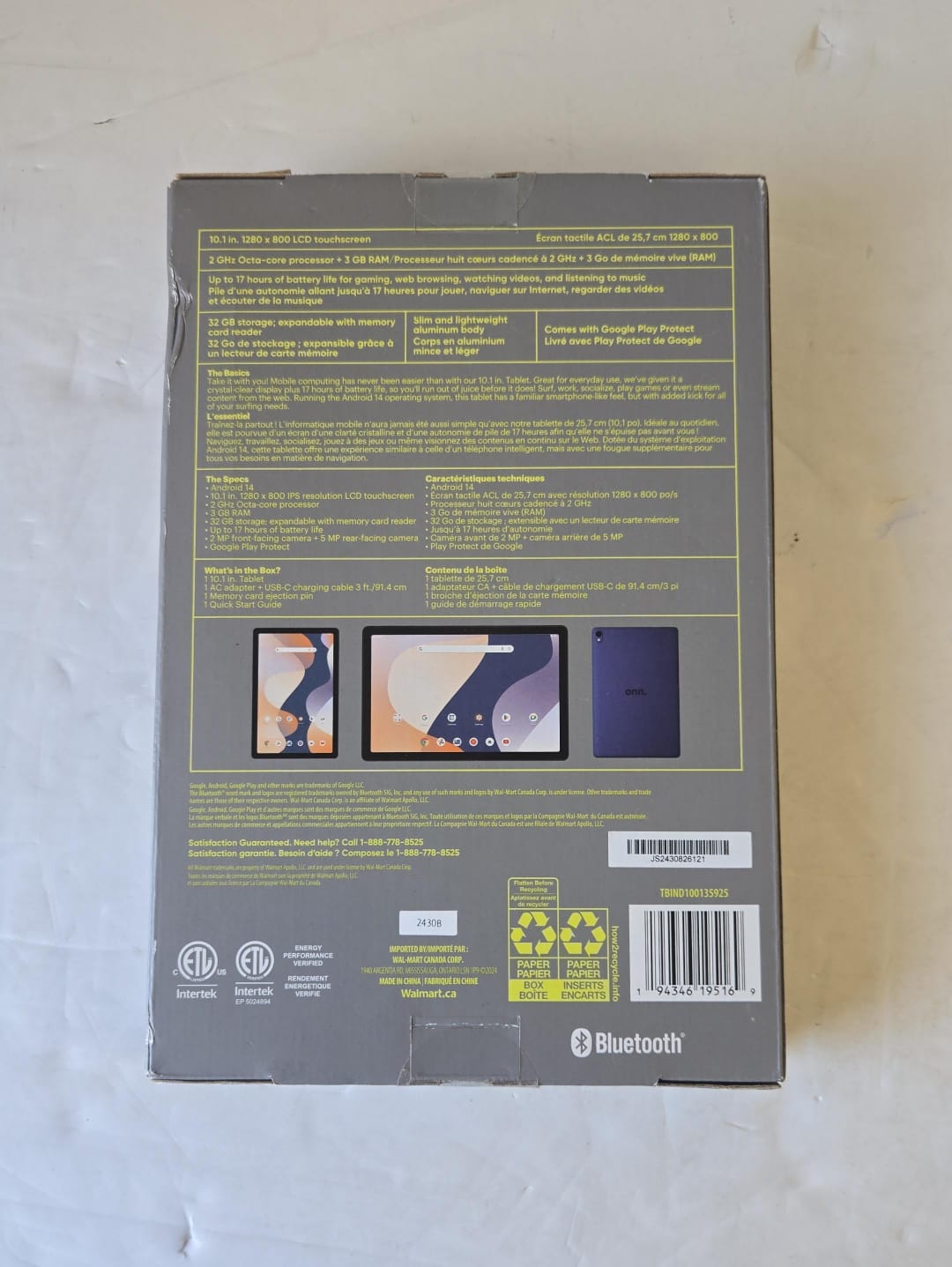 (Brand New) onn. 10.1 in. Tablet 32 GB Powered by Android 14, Purple