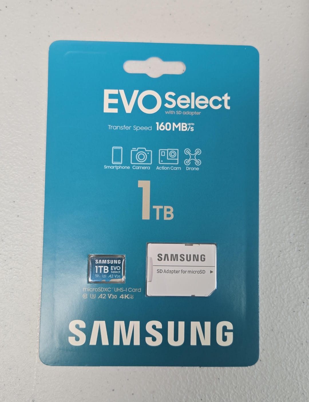 (Brand New) SAMSUNG EVO Select microSD Memory Card + Adapter, 1TB microSDXC, Up to 160 MB/s, UHS