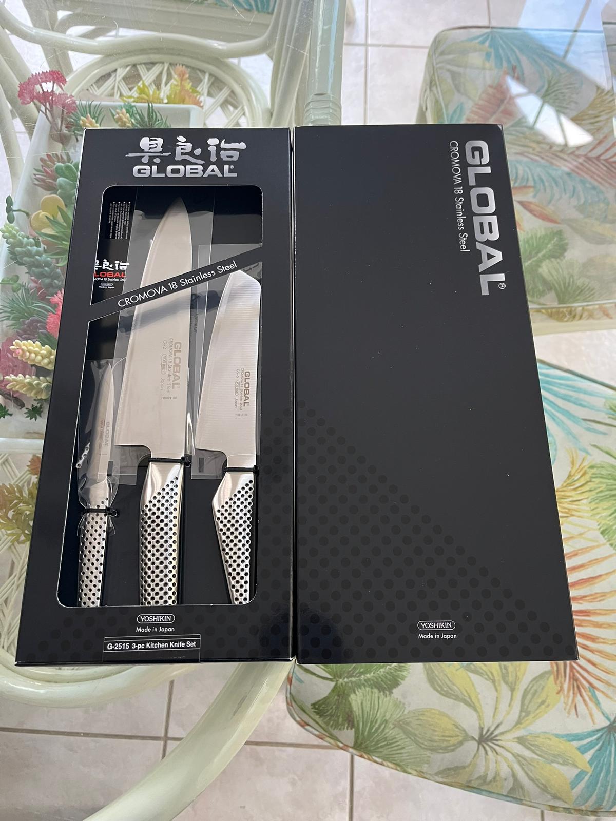 (Brand New) yoshikin global cromova 18 stainless steel G2515 3 pcs kitchen knife set