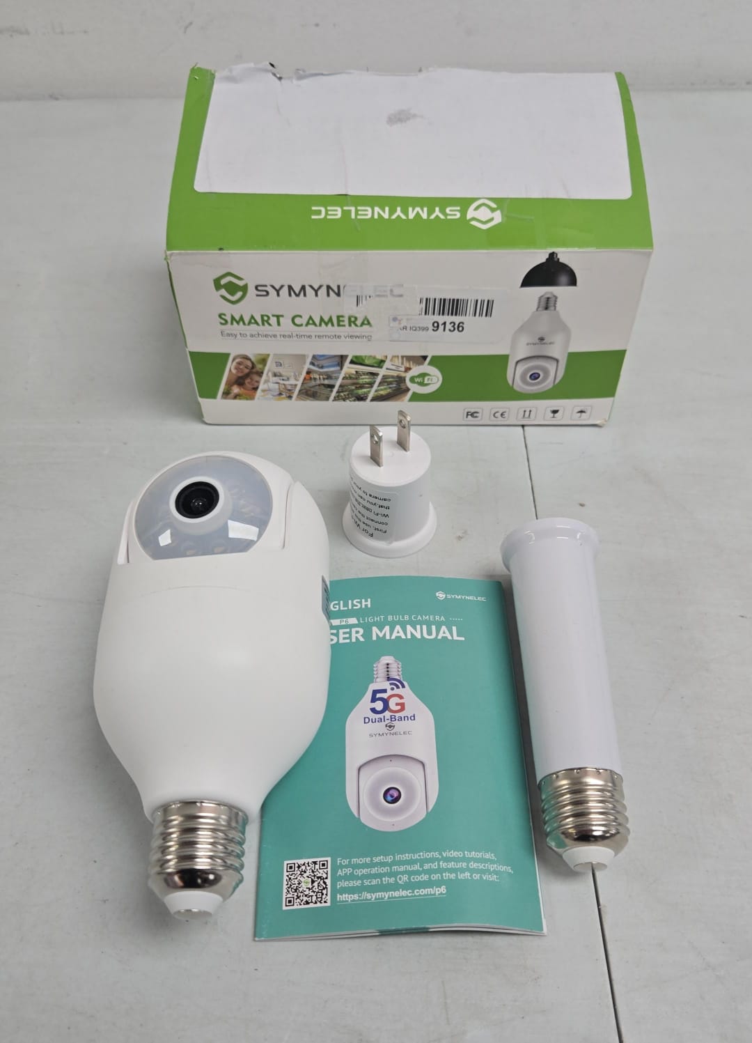 (Brand New) SYMYNELEC 2K 5GHz/2.4GHz Light Bulb Security Camera Outdoor, Dual-Band WiFi Light Socket Camera