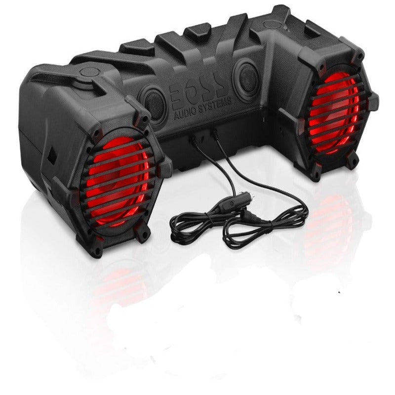 Refurbished (Good) BOSS Audio Systems ATV30BRGB ATV UTV Weatherproof Sound System - 6.5 Inch Speakers, 1 Inch Tweeters, Full Range, Built-in Amplifier, Bluetooth, Multi-Color Illumination, Hook Up To Stereo