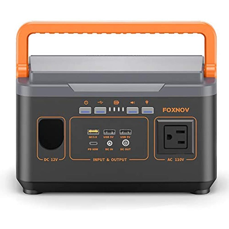 Refurbished (Excellent) FOXNOV 378Wh Portable Power Station Solar Generator  102400mAh Backup Lithium Battery with 110V300W AC Outlet, USB-C PD Fast 