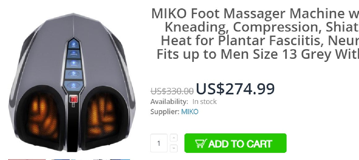 (Good) MIKO Foot Massager Machine with Deep-Kneading, Compression, Shiatsu, and Heat