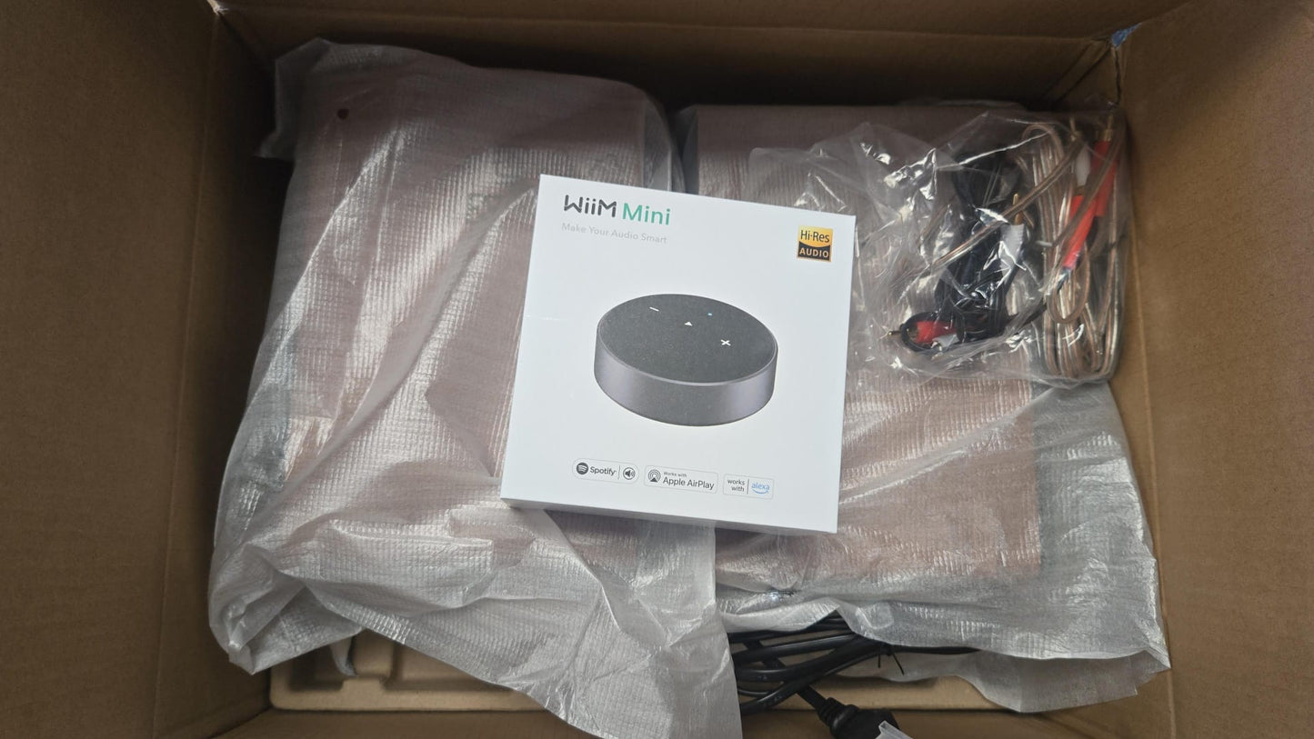 (Excellent) Edifier R1280T Speakers + WiiM Mini Wi-Fi Streamer | Hi-Res Audio • Bluetooth Streaming