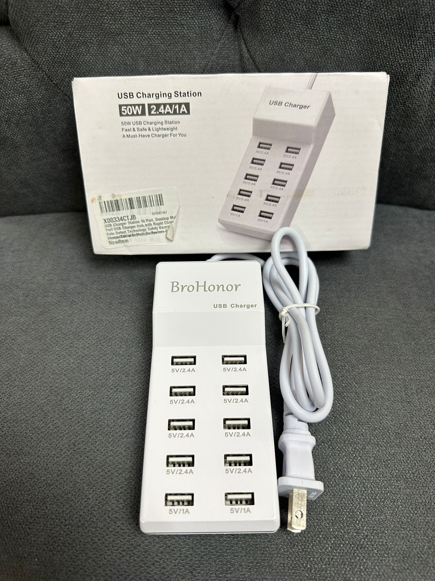 USB Charger Station 10 Port, 50W Desktop Multi Port USB Charger Hub,10 Port USB Charger for Multi Devices,Compatible with iPhone/iPad/Samsung/Huawei/LG/Google Pixel/Tablet/Other Devices.