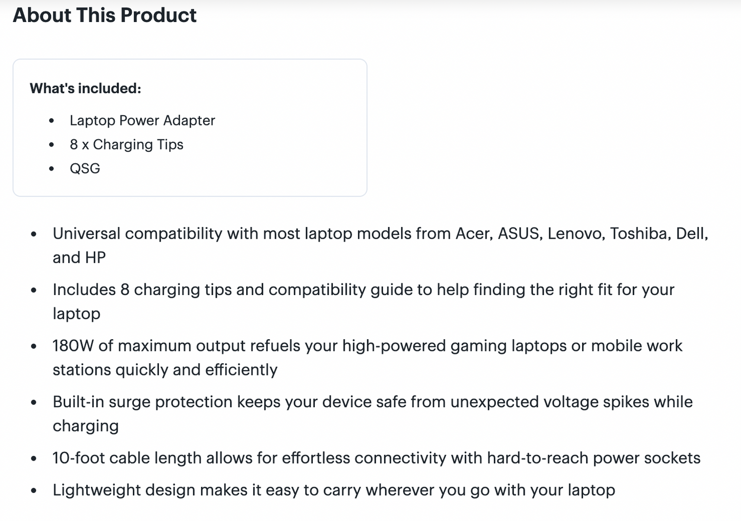 Insignia Universal Laptop Charger 180W (NS-PWL9180-C)