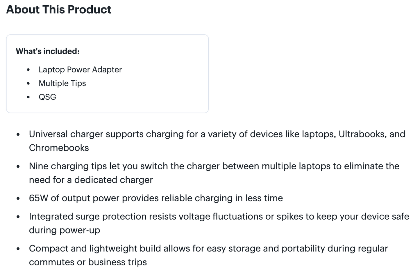 Insignia Universal Laptop Charger 65W (NS-PWL965-C)