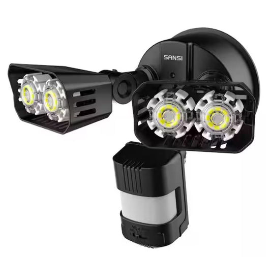 SANSI 18-Watt 1800 Lumens 180° Black Motion Sensor Outdoor Integrated LED 5000K Waterproof