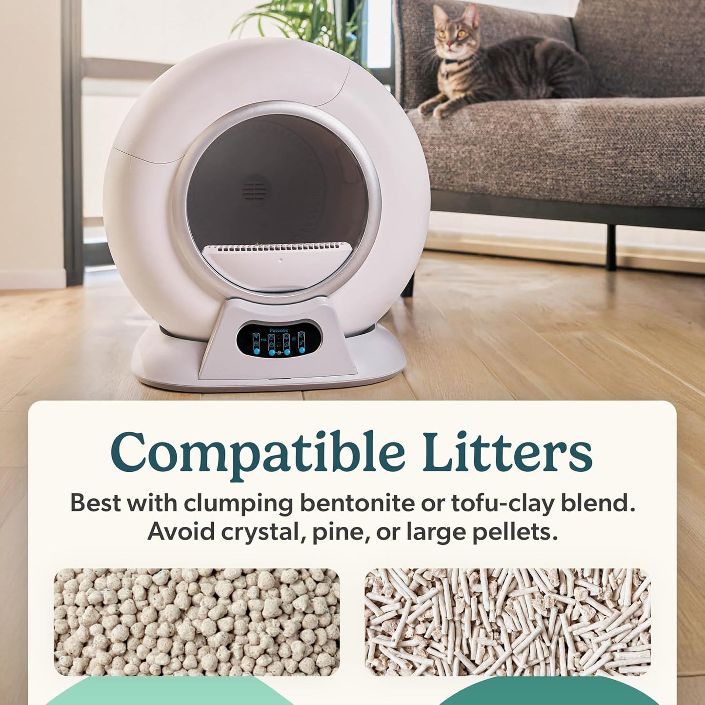 (New Open Box) PetCove Self Cleaning Litter Box - Automatic Cat Litter Box up to 75L, App‑Control Cat Litter Box with Integrated Safety Protection, Advanced Odor Control & Smart Weight Monitoring with Cat Litter Bag