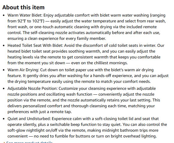 (New Open Box)  Heated Bidet Toilet Seat w/ Remote – Warm Water, Dryer, Night Light!