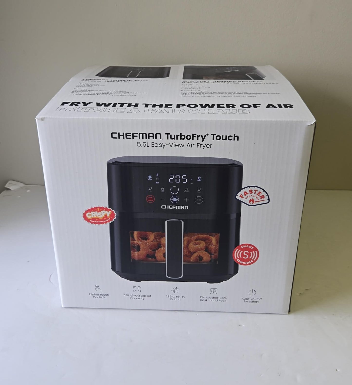 (Brand New) Chefman Air Fryer – 6 QT Compact Airfryer, Features Hi-Fry Technology for Extra Crisp,  - Black