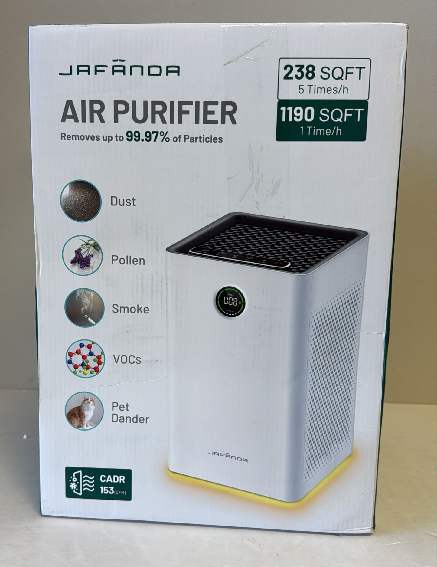 (New Open Box) Jafanda Air Purifiers for Home Large Room,1190 sqft Coverage, 3-Stage Filtration System, True HEPA