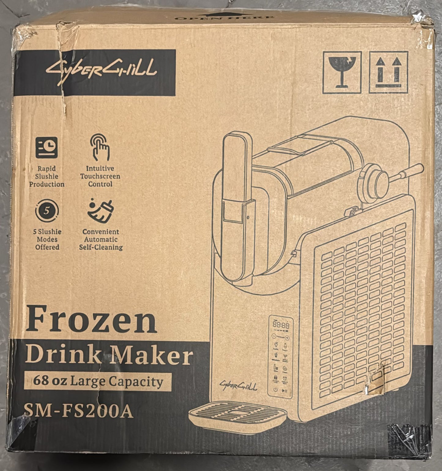 (New Open Box) CyberChill Slushie Machine, Slushy Machine for Home with LED Display, 5 Preset Programs Frozen Drink Maker No Ice Needed- Self Cleaning, for Milk Shakes,Frappés,Margarita Smoothie,Slush,and More