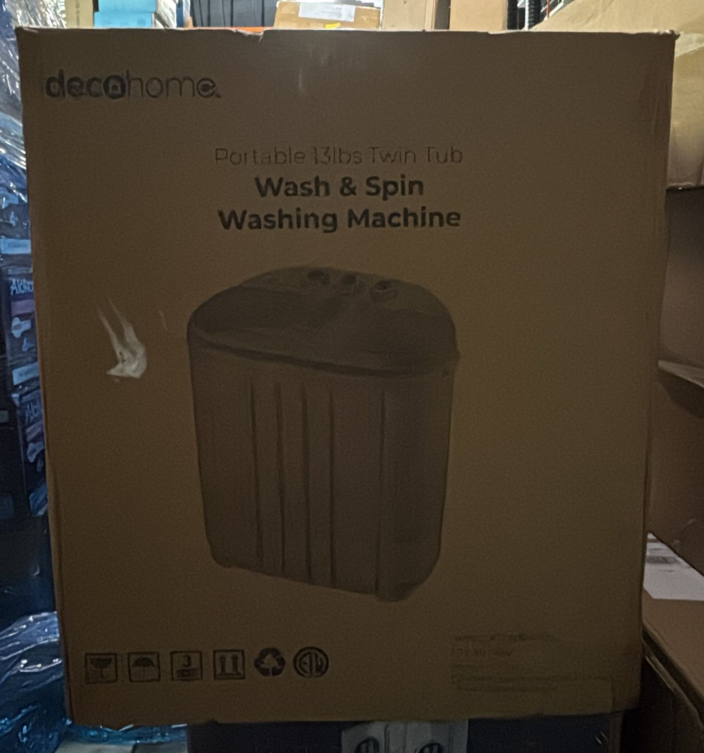 (New Open Box) Deco Home Compact Twin Tub Portable Washer, Top Load, White, 4.5 Pounds Capacity, Water & Detergent Efficient, Ideal for Dorms, Apartments, RVs