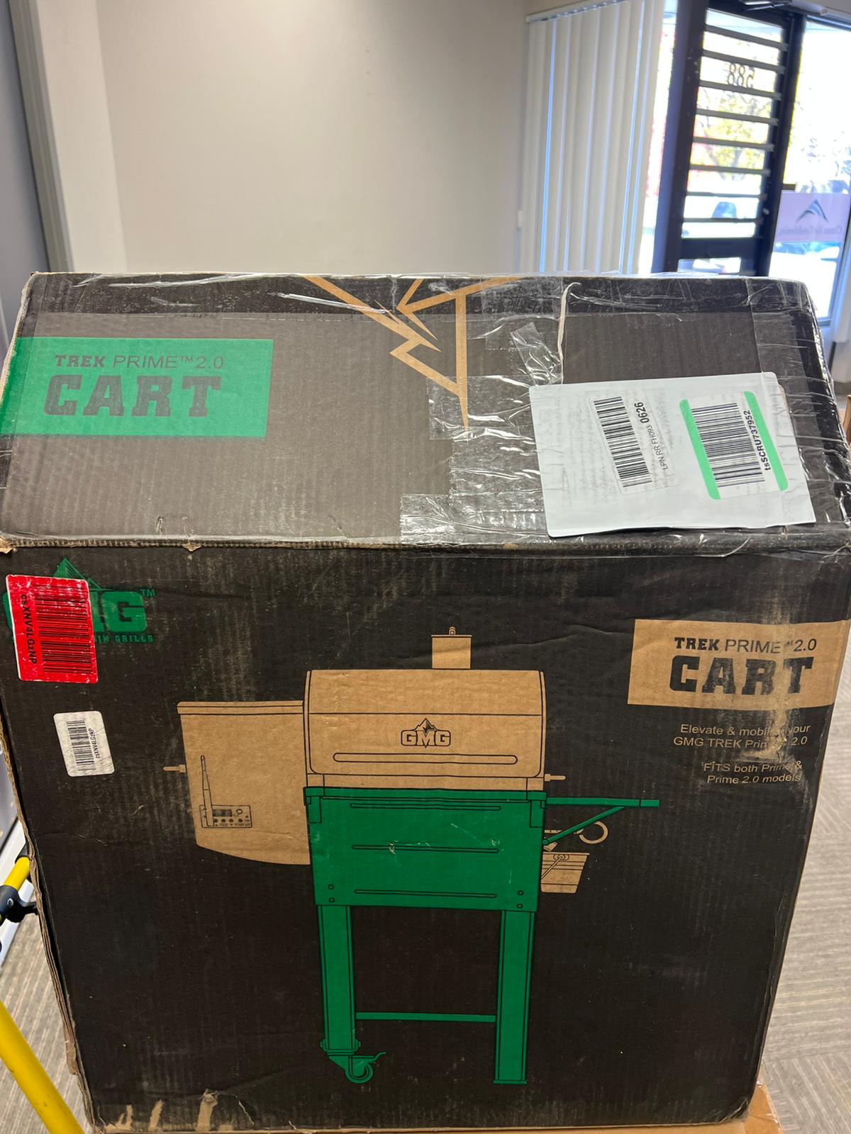 (New Open Box) GMG Stainless Steel Trek Cart Stand – Locking Wheels + Bottom Shelf!