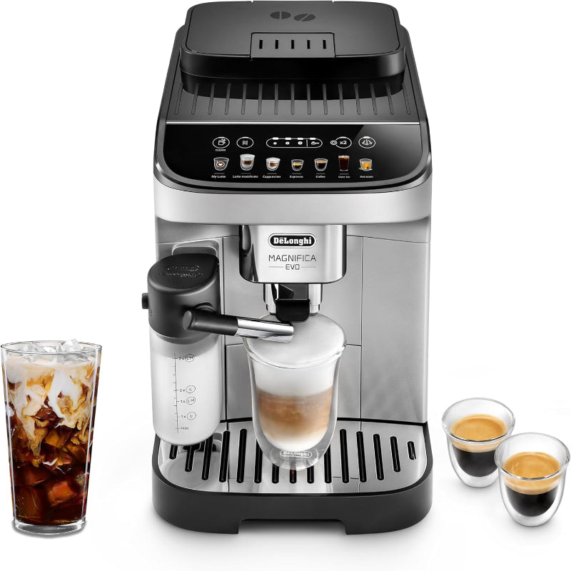 De'Longhi Magnifica Evo Automatic Espresso & Coffee Machine with Auto Milk Frother, Built-in Grinder & Auto-Clean Function - For Latte, Cappuccino, Americano, Iced Coffee, ECAM29084SB