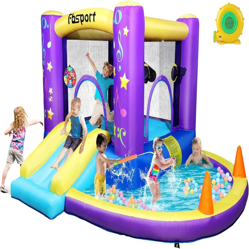 (New Open Box) FBSPORT Inflatable Bounce House, Kids Bounce Castle Slide for Indoor Outdoor,
