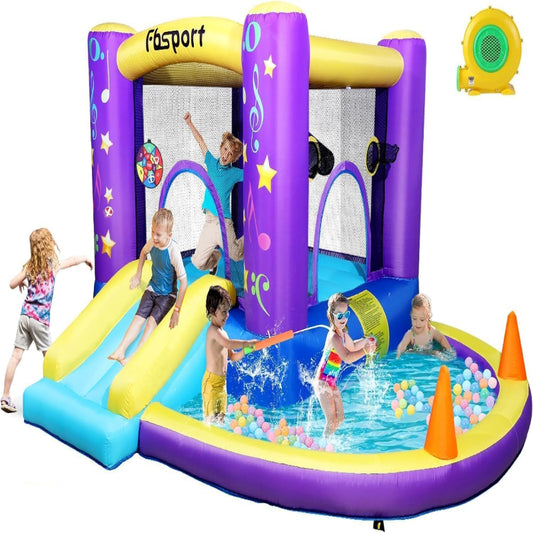 (New Open Box) FBSPORT Inflatable Bounce House, Kids Bounce Castle Slide for Indoor Outdoor,