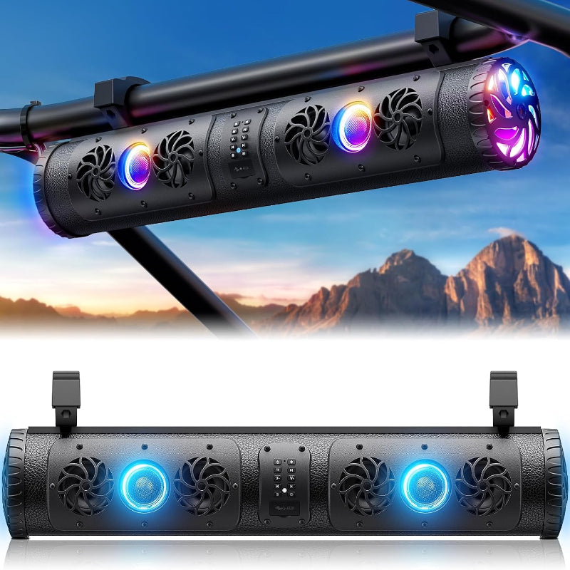 (New Open Box)  Ehaho 27" UTV Sound Bar HK-6802 | 700W • Bluetooth • RGB Lights • Waterproof