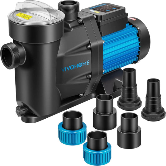 (New Open Box) VIVOHOME 2.0 HP Powerful Self Primming 7140 GPH Swimming Pool Pump w/Timer for Inground Pool 1.5" & 2.0'' PVC Pipe Fittings 115V Energy Saving w/Strainer