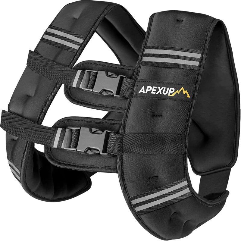 (New Open Box) APEXUP Weighted Vest Men 5lbs/10lbs/15lbs/20lbs/25lbs/30lbs Weights with Reflective Stripe