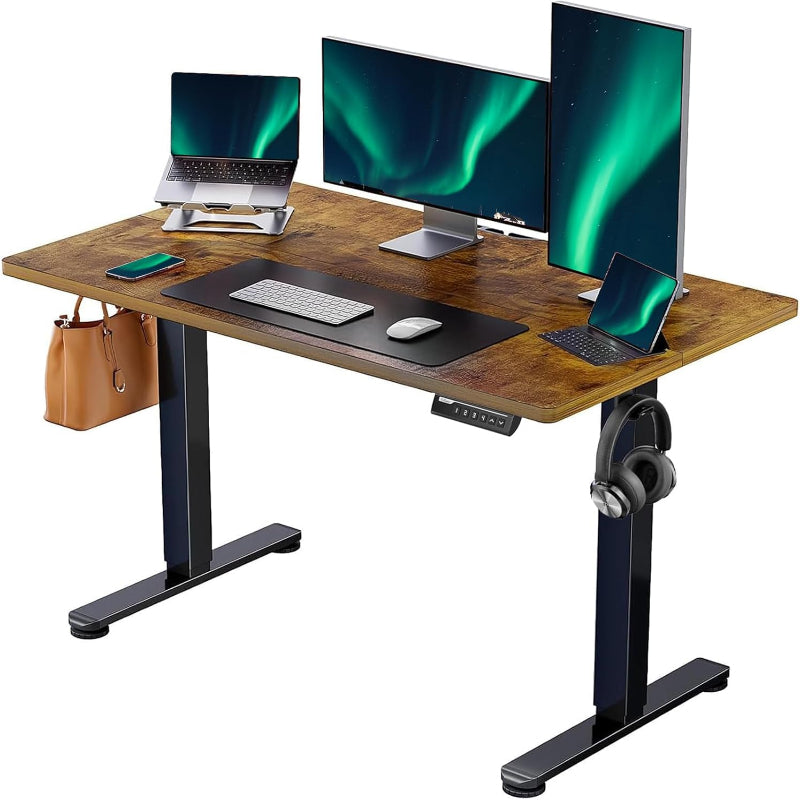 (New Open Box) ErGear Electric Standing Desk, 48‘’x24‘’ Height Adjustable Sit Stand up Desk, 4 Memory Computer Home Office Desk Standing Table with Splice Board (Vintage Brown)