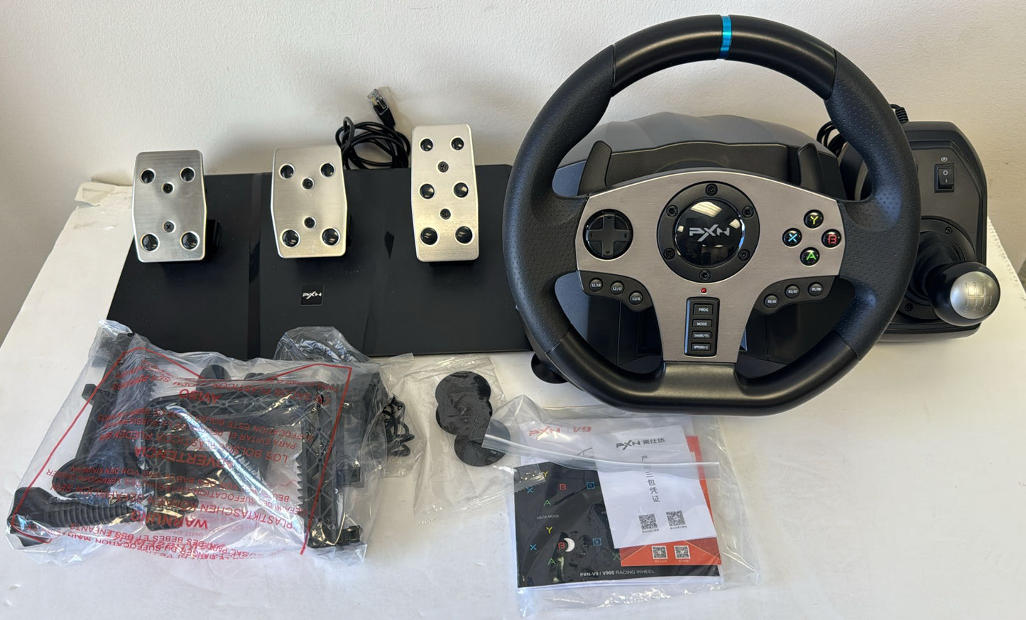 (Excellent) PXN V9 PC Game Racing Wheels, 270°/900° Steering Wheel Gaming, USB, Black, 15 Buttons,