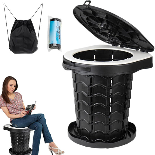 (New Open Box) Portable Camping Toilet, Foldable Travel Toilet - Height Adjustable for Children and Adults