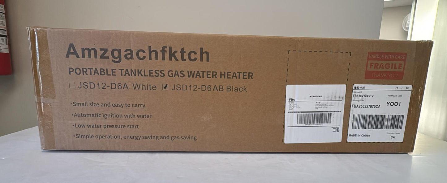 (New Open Box) Outdoor Tankless Propane Water Heater 1.58GPM 6L Portable Gas Water Heater