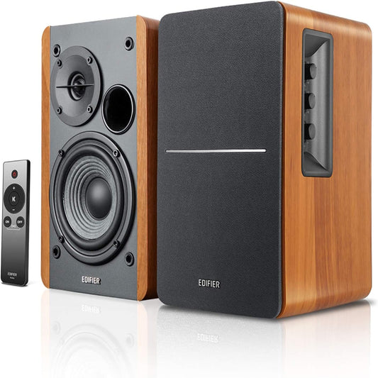 (Excellent) Edifier R1280Ts Powered Bookshelf Speakers - 2.0 Stereo Active Near Field Monitors - Studio Monitor Speaker - 42 Watts RMS with Subwoofer Line Out - Wooden Enclosure
